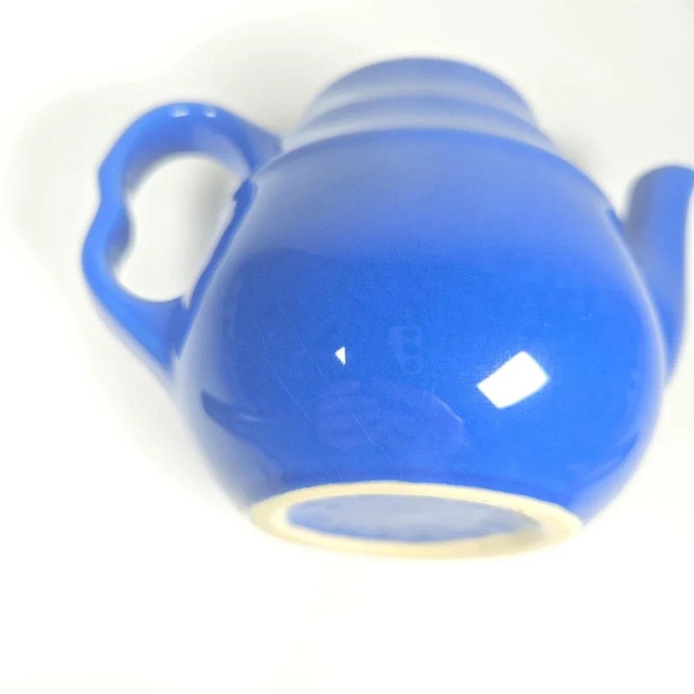 Vintage Oxford Stoneware USA Teapot with Lid Mid-Century MCM Vibrant Blue  USA‎